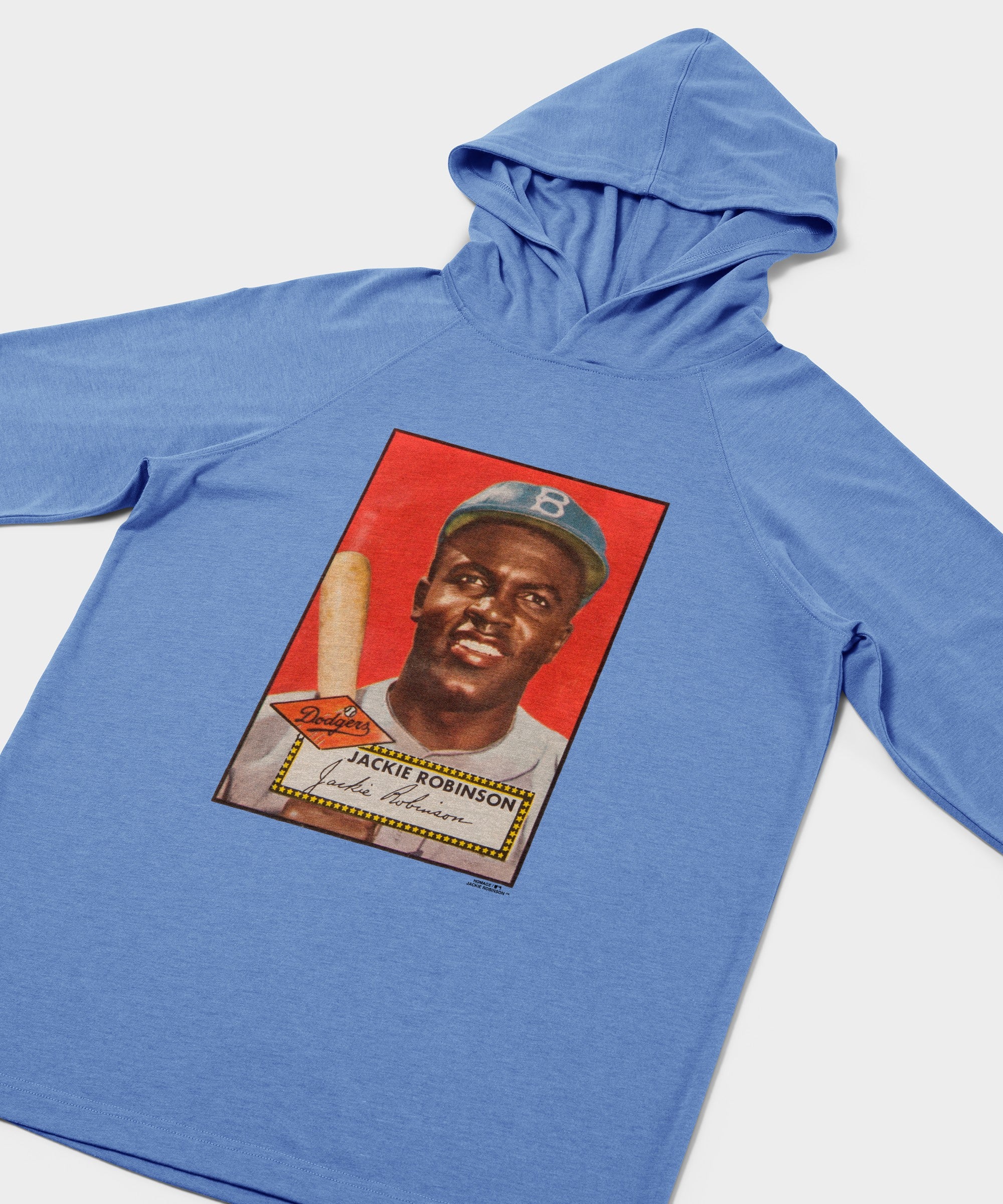 1952 Topps Baseball Jackie Robinson Dodgers Lightweight Hoodie - Image 2