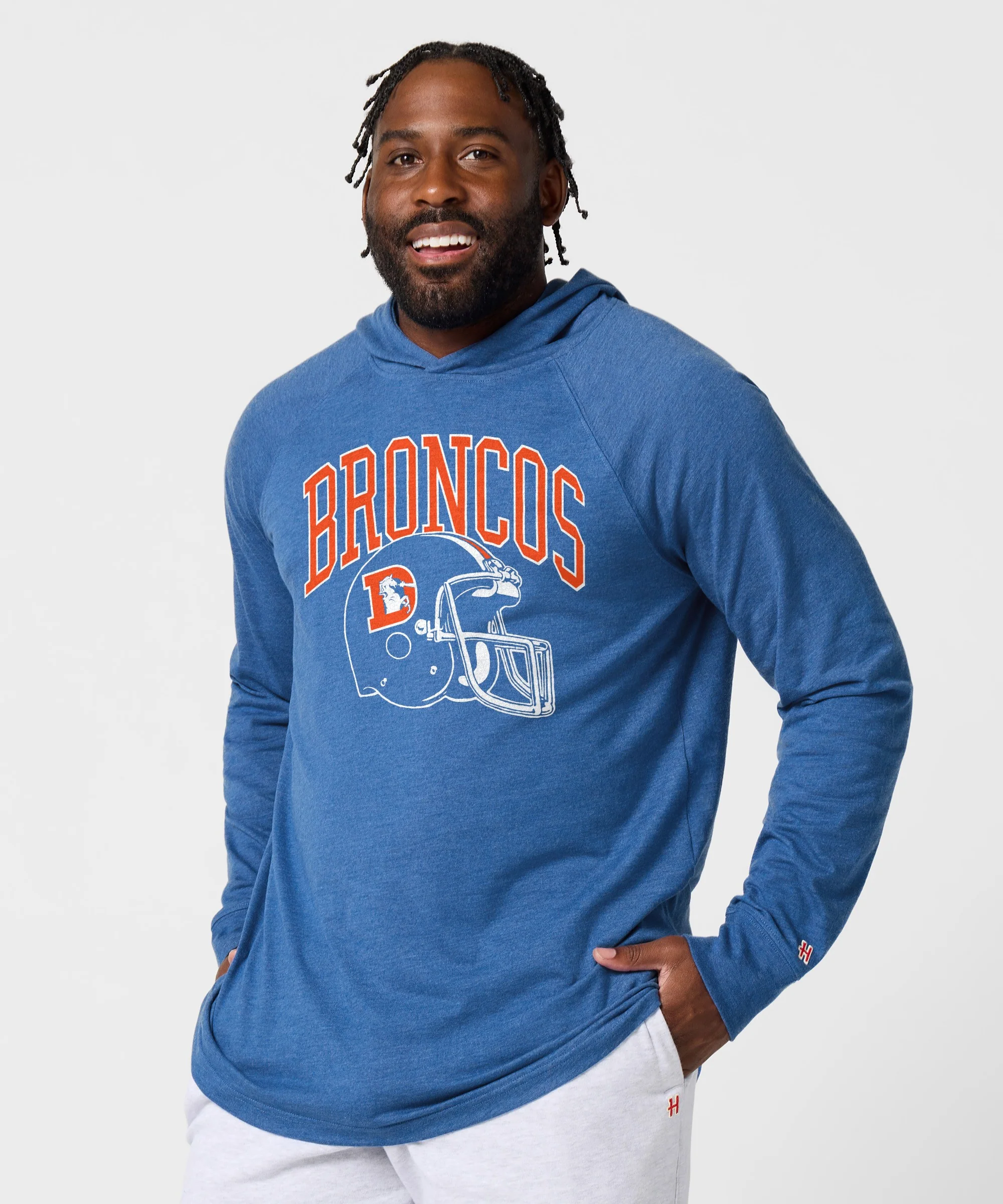 Denver Broncos Helmet Retro Lightweight Hoodie - Image 3