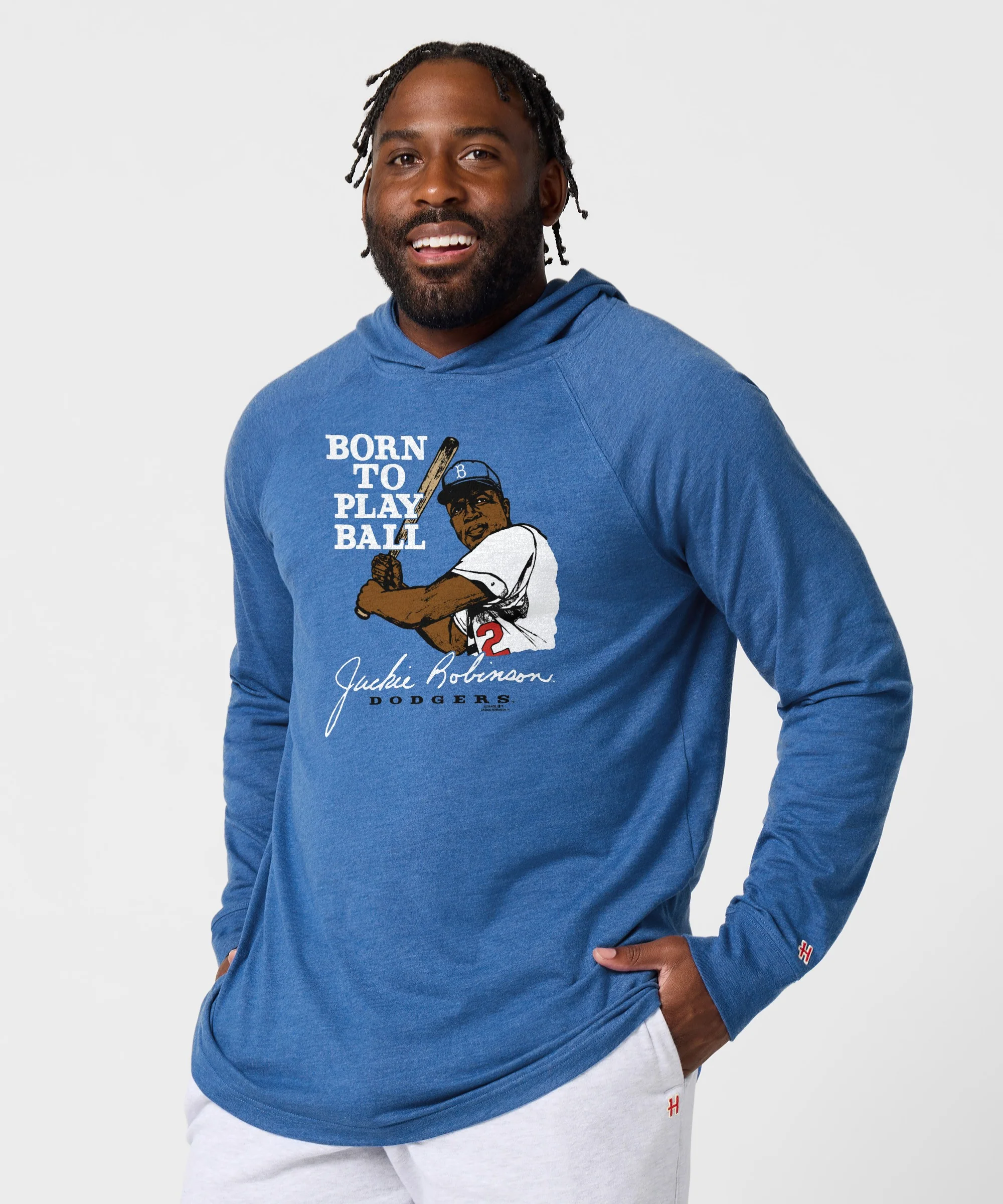 Jackie Robinson Born To Play Ball Lightweight Hoodie - Image 3