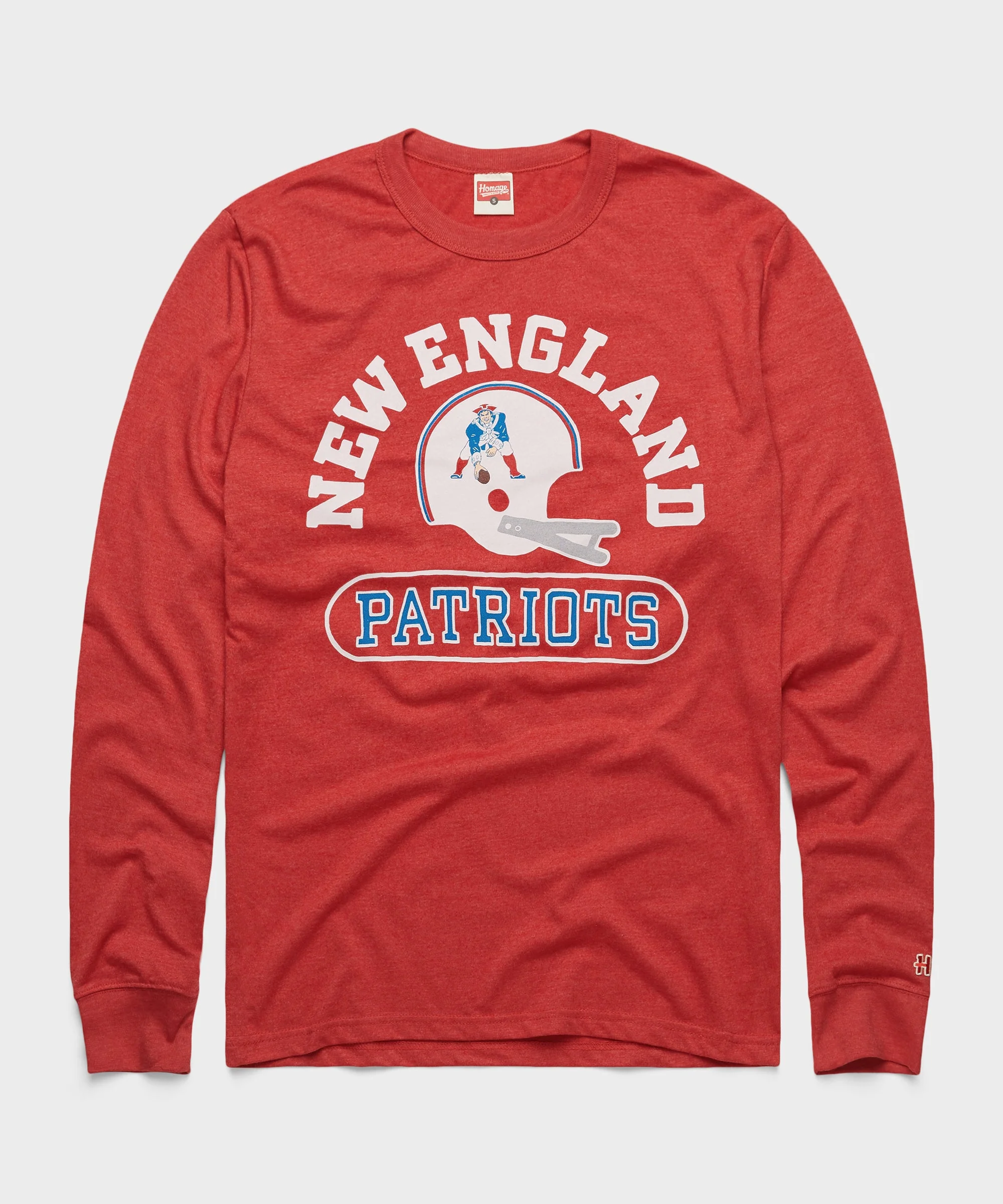 New England Patriots Throwback Helmet Long Sleeve Tee