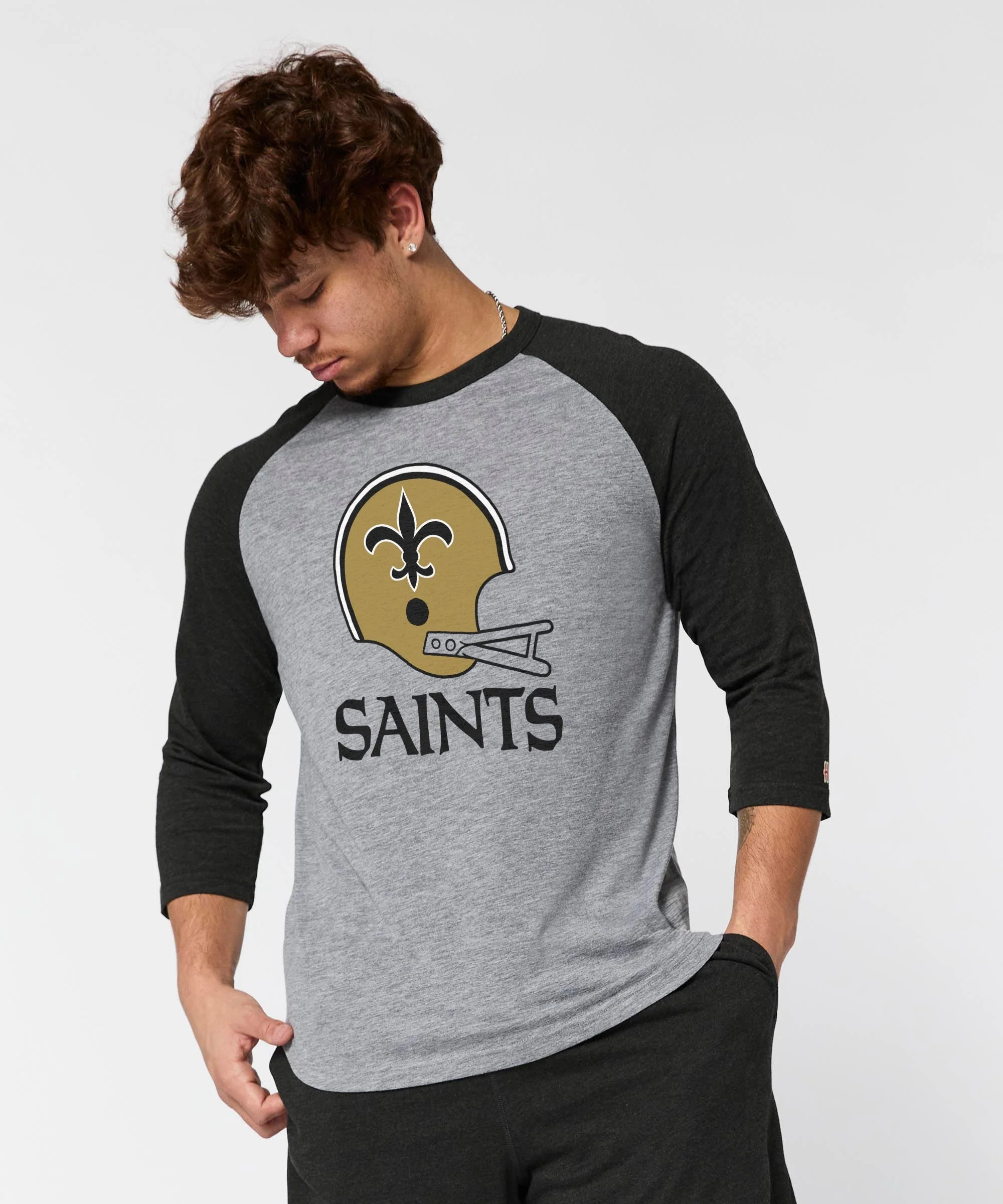 New Orleans Saints Big Helmet Raglan - Image 3