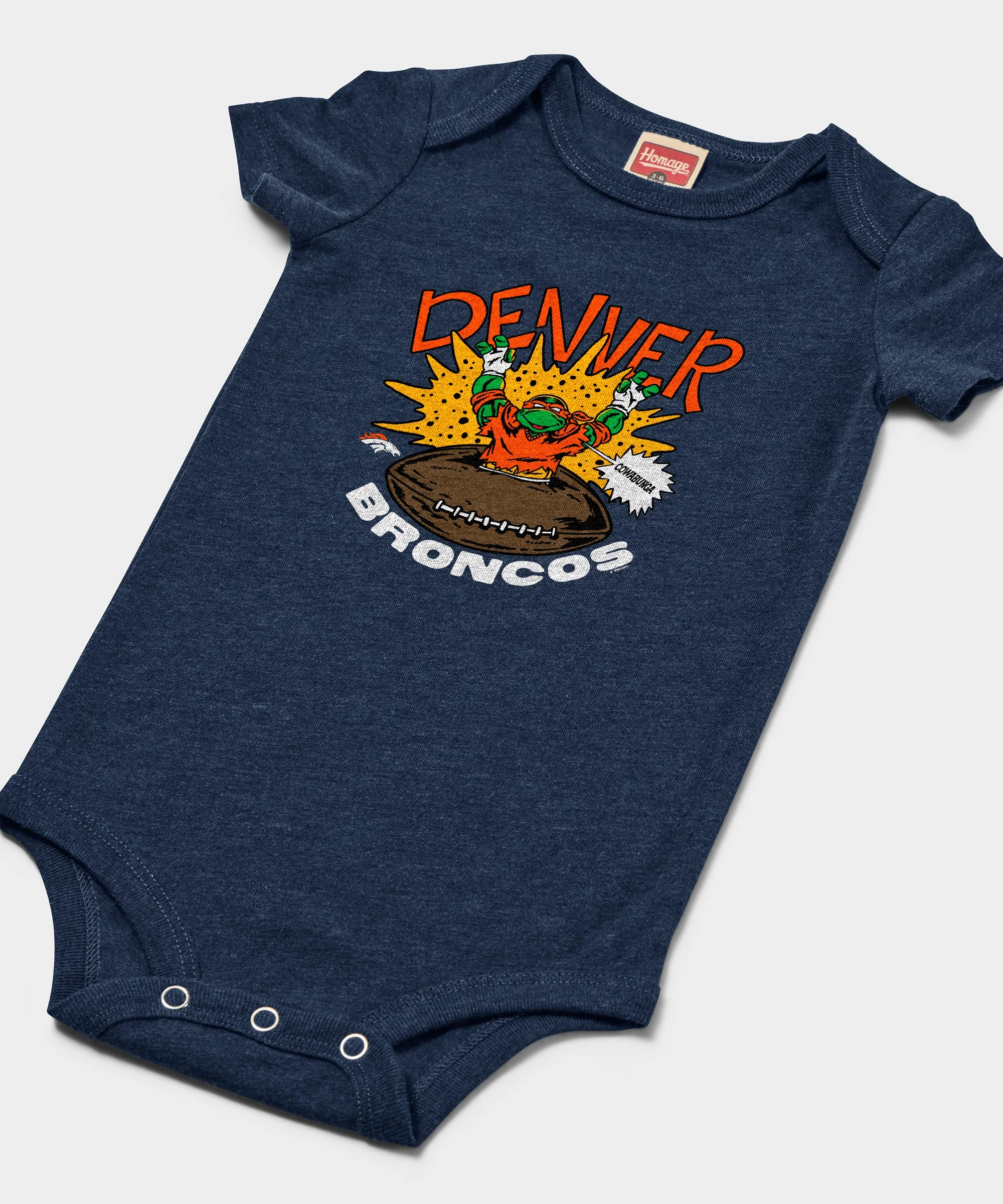 TMNT Michelangelo x Denver Broncos Baby One Piece - Image 2