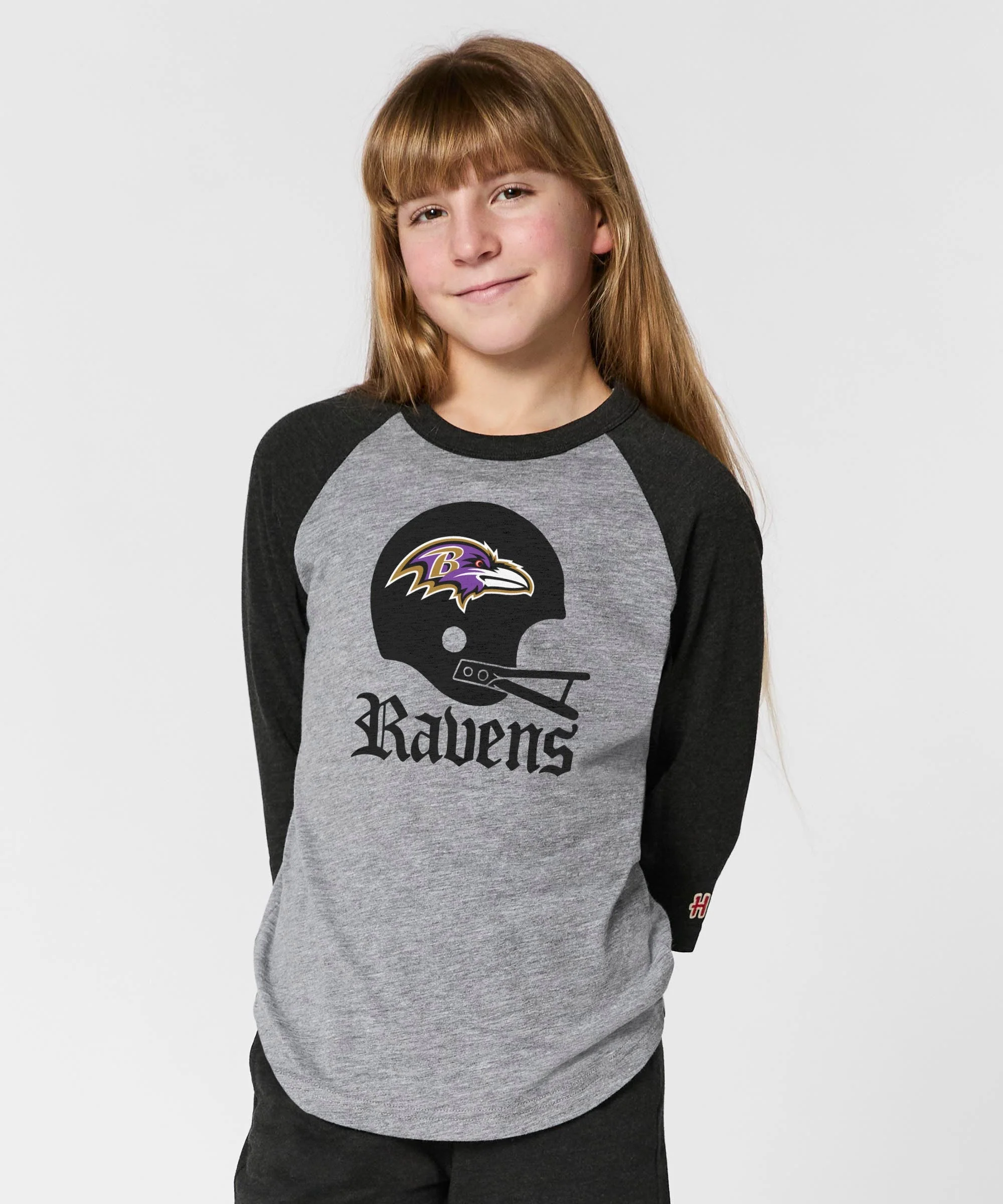 Youth Baltimore Ravens Big Helmet Raglan - Image 3