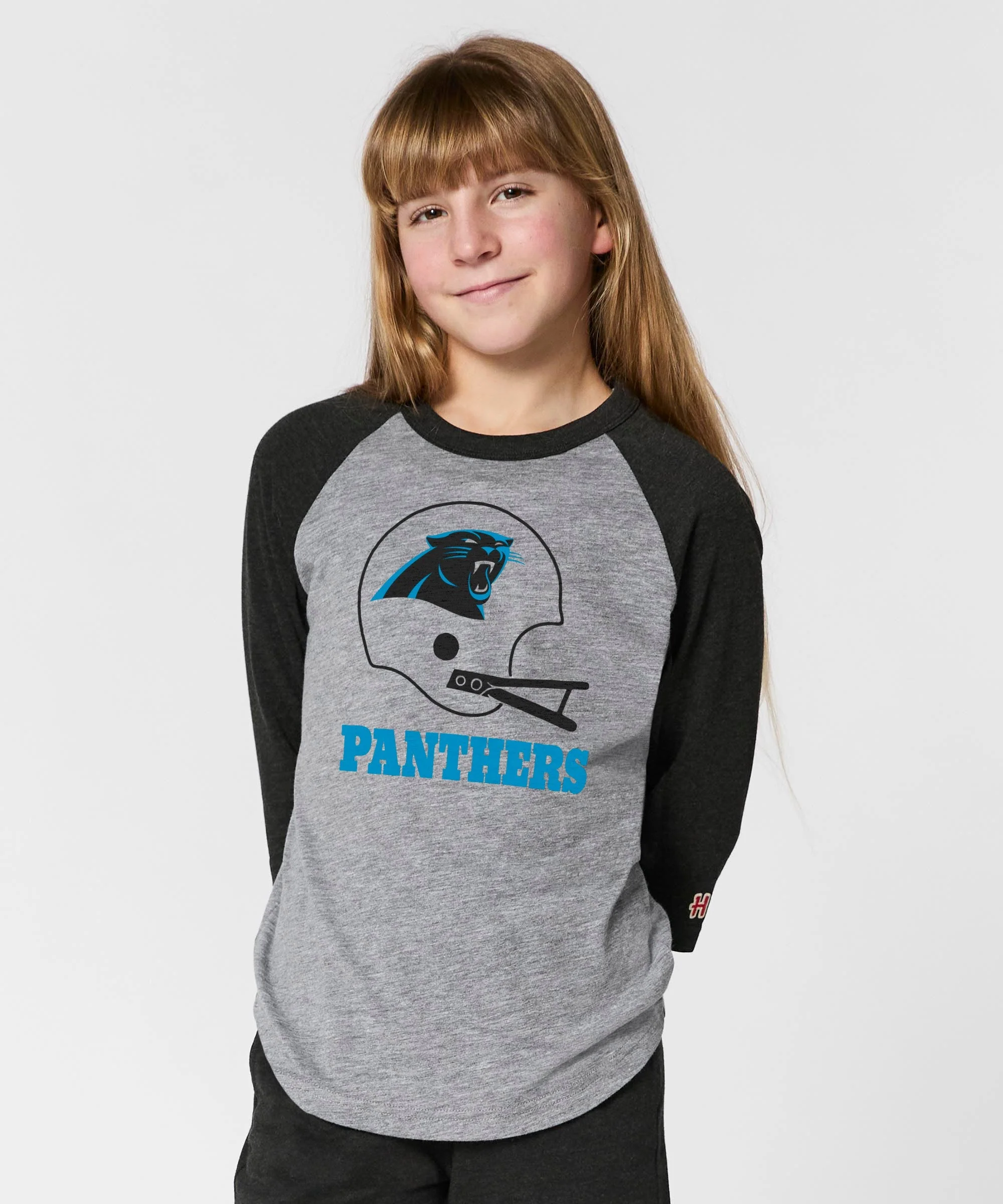 Youth Carolina Panthers Big Helmet Raglan - Image 3