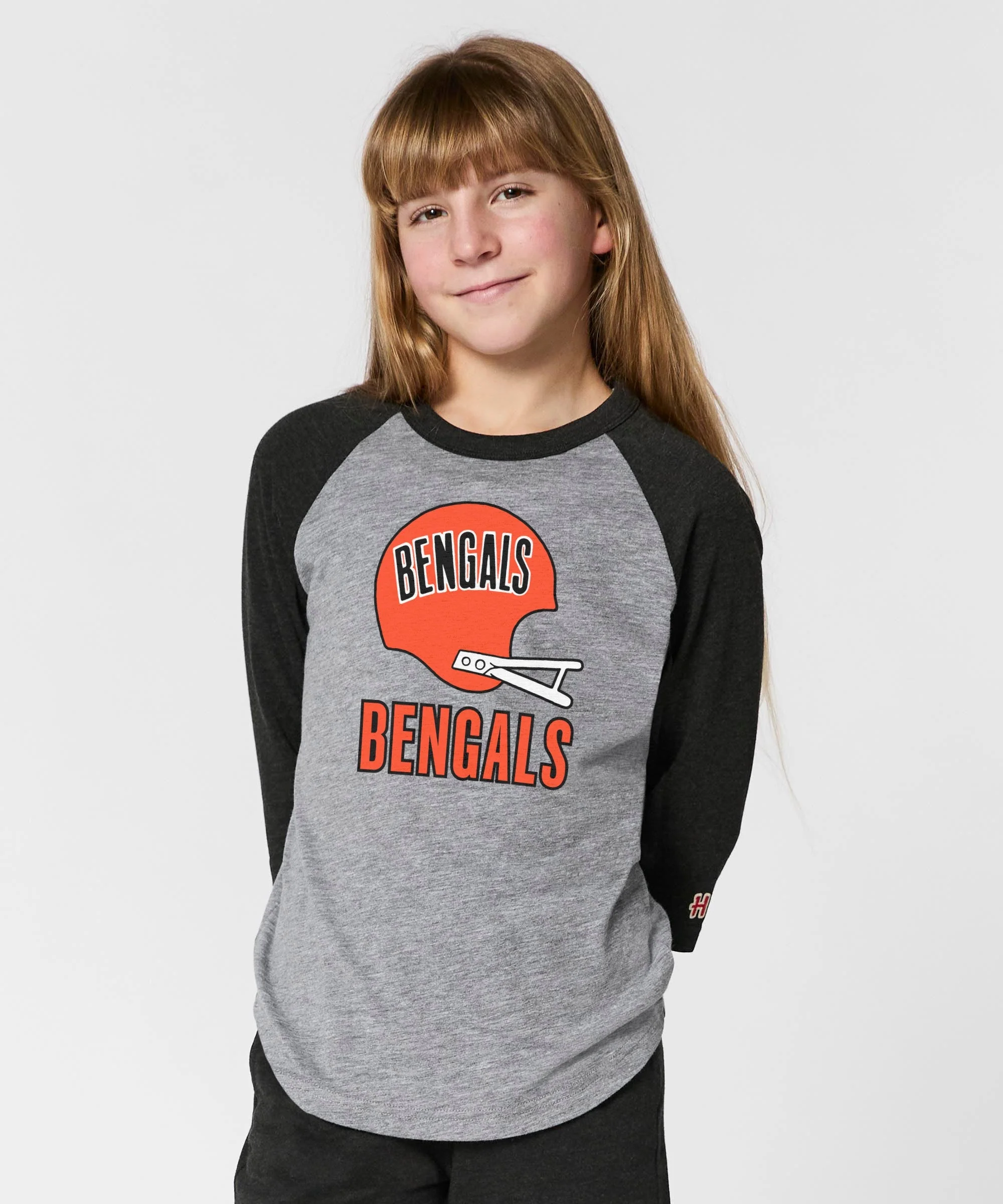 Youth Cincinnati Bengals Big Helmet Raglan - Image 3