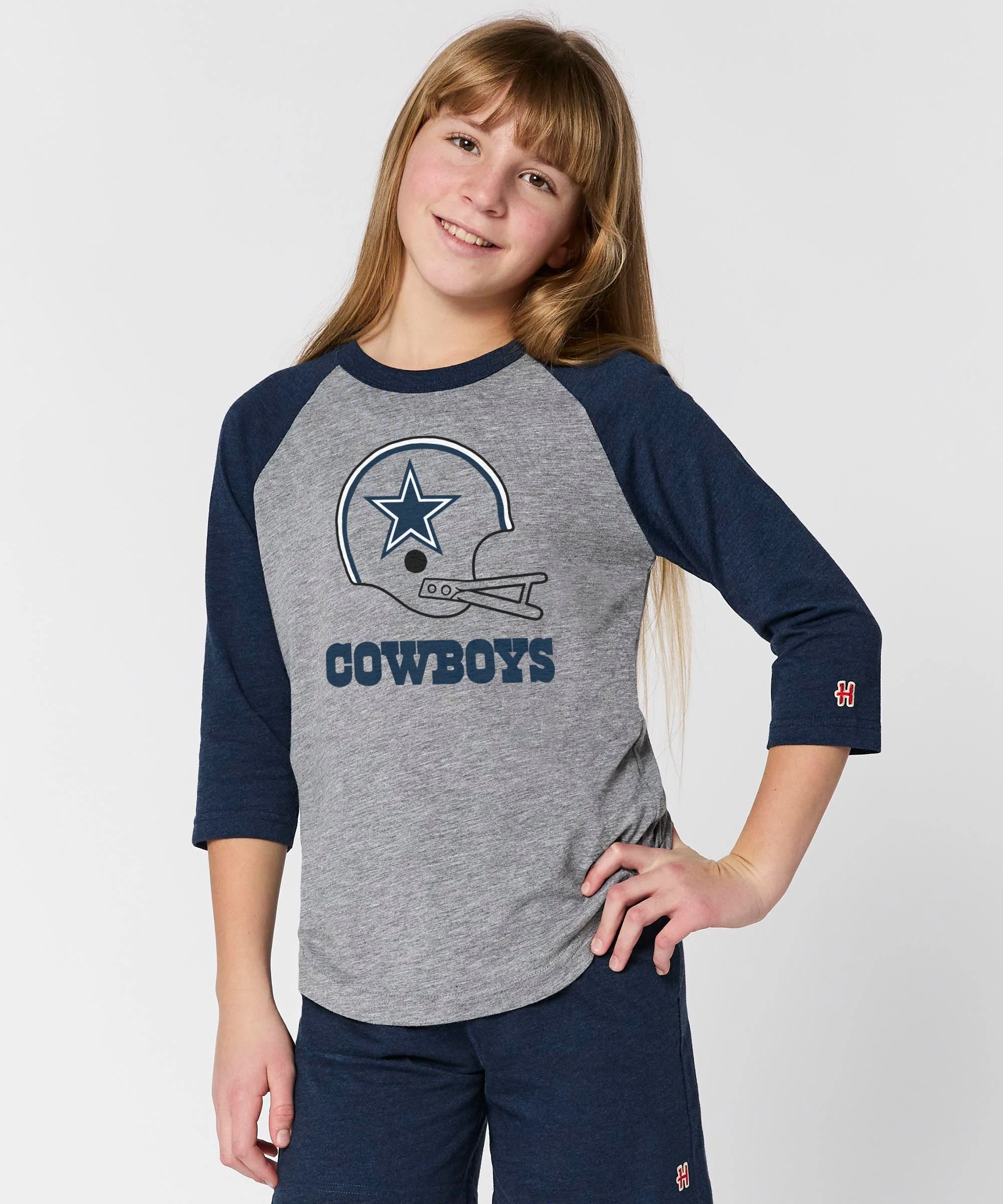 Youth Dallas Cowboys Big Helmet Raglan - Image 3