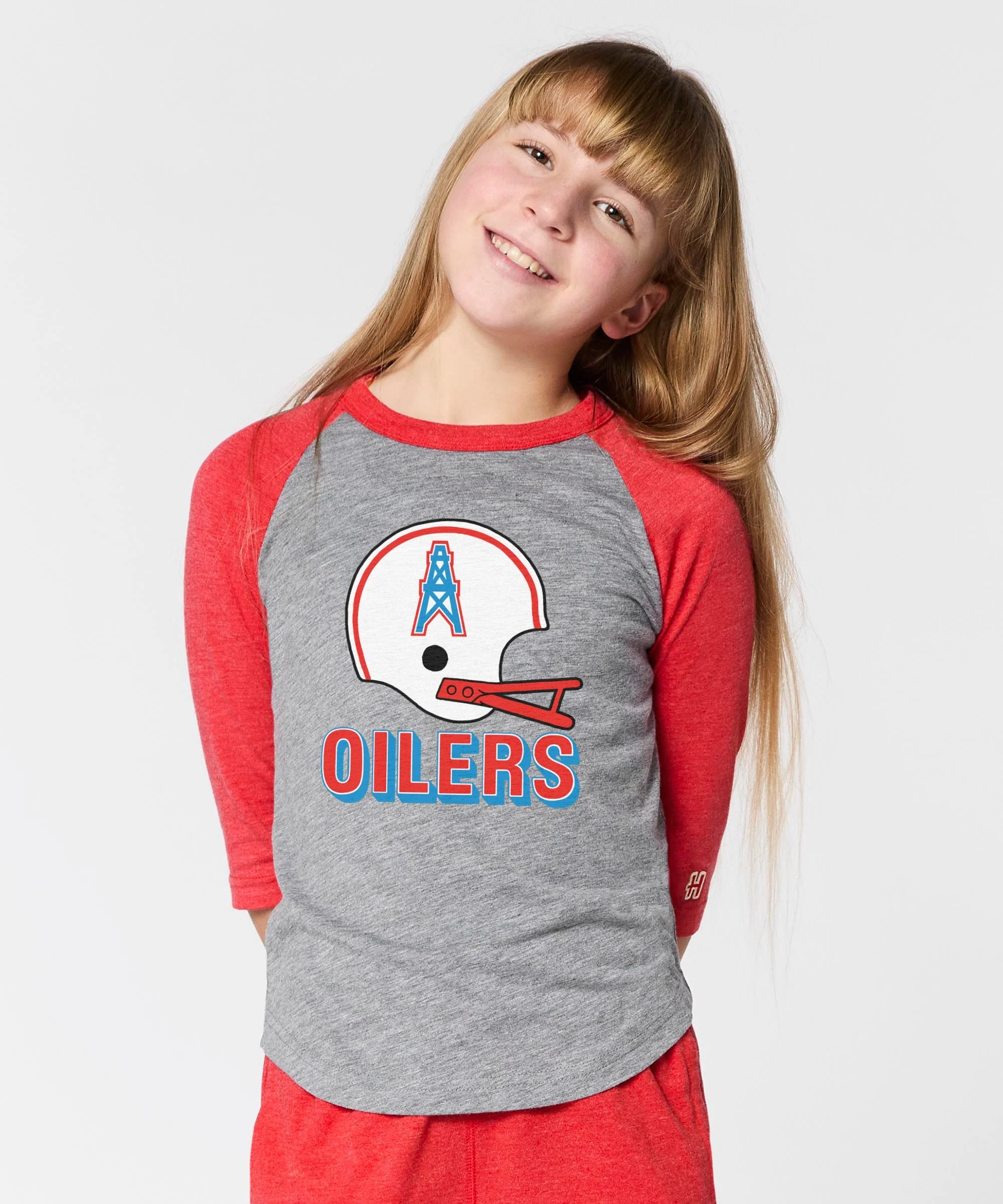 Youth Oilers Football Big Helmet Raglan - Image 3